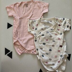 Modern Moments|baby girl ORGANIC cotton bundle of two short sleeve bodysuits•••